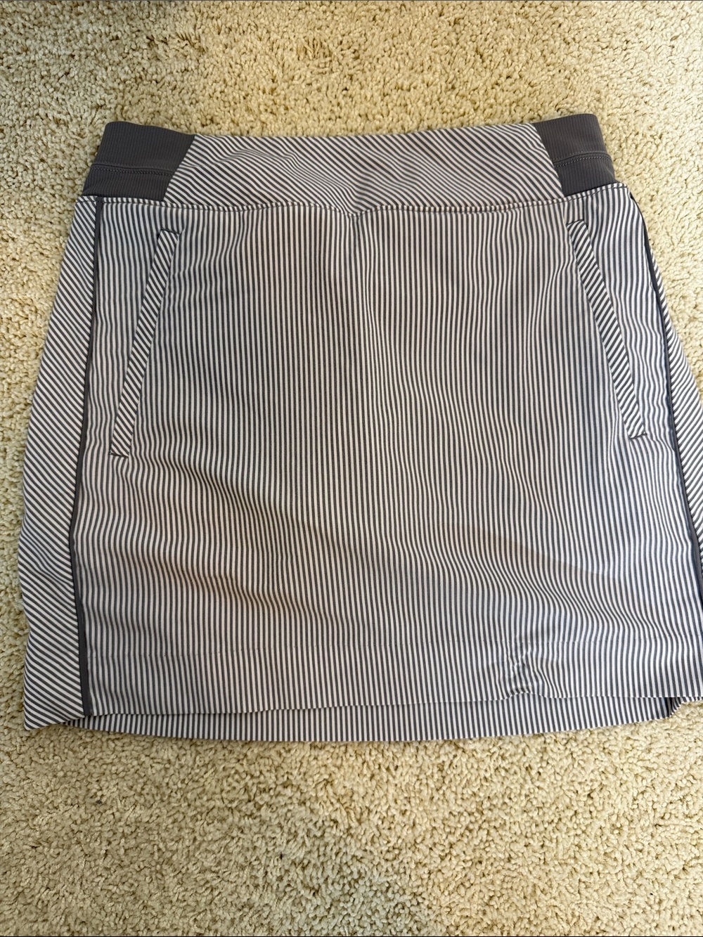 Athleta Black and White Striped Mini Skirt